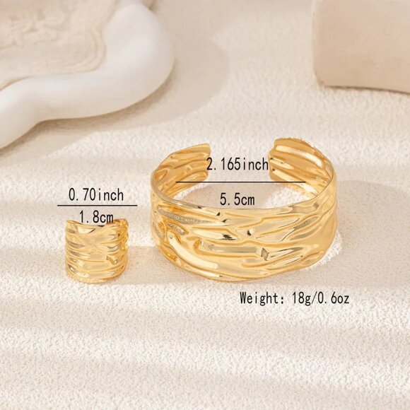 Classical Solid Color Classic Style Irregular 14K Gold Plated Alloy Set - Picture 4 of 4